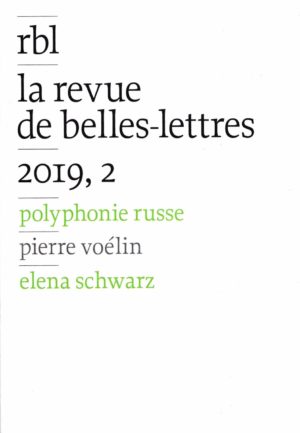 rbl, la revue de belles-lettres, 2019, 2